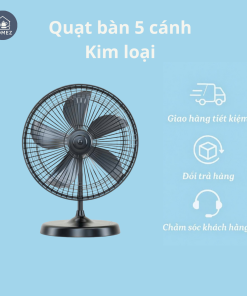Quạt bàn 5 cánh kim loại - Gió mát 360